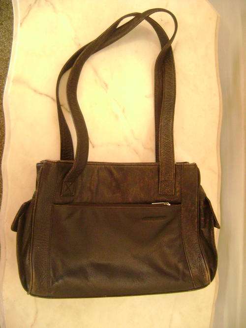 DARK BROWN GENUINE LEATHER HANDBAG