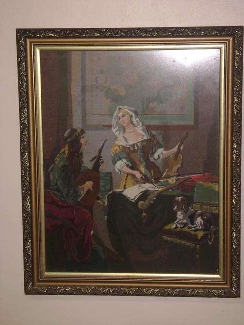 VERY LARGE TAPESTRY FRAMED BEHIND GLASS - LOVELY ITEM!!!