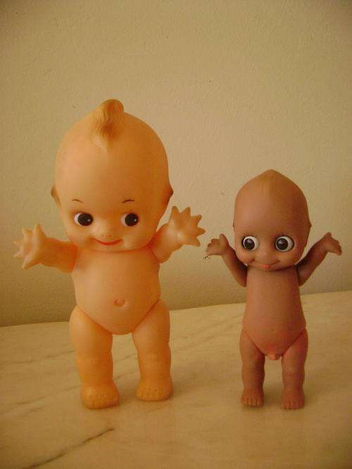 2 KEWPIE DOLLS WITH WINGS (ONE IS A RARE BOY-KEWPIE DOLL WITH MOVABLE EYES!!!)