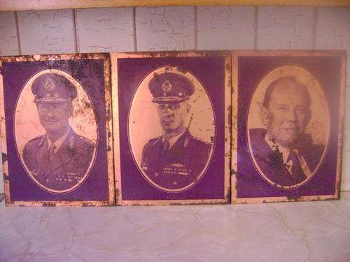 3 PHOTOS ON COPPER/METAL PLATE OF PREVIOUS POLITICAL LEADERS BEFORE 1994