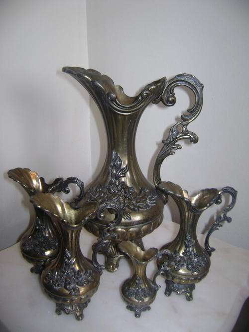 COLLECTION OF 5 VINTAGE ITALIAN BRASS PITCHERS - SOLD TOGETHER AS ONE LOT