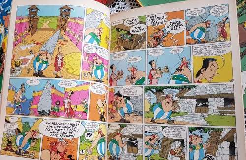 Comic books (5x Asterix plus 1x Tintin)