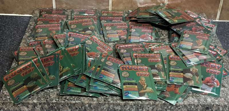 Panini 1997 Rugby Trading Cards (100 sealed packets, each with 6 cards) sold together as one lot
