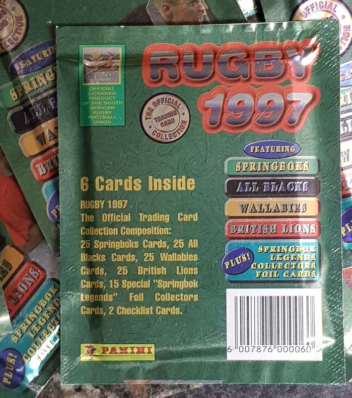 Panini 1997 Rugby Trading Cards (100 sealed packets, each with 6 cards) sold together as one lot