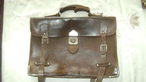 Old leather school suitcase