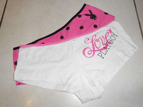 White & Pink Playboy Hotpants Combo (Size: 12)