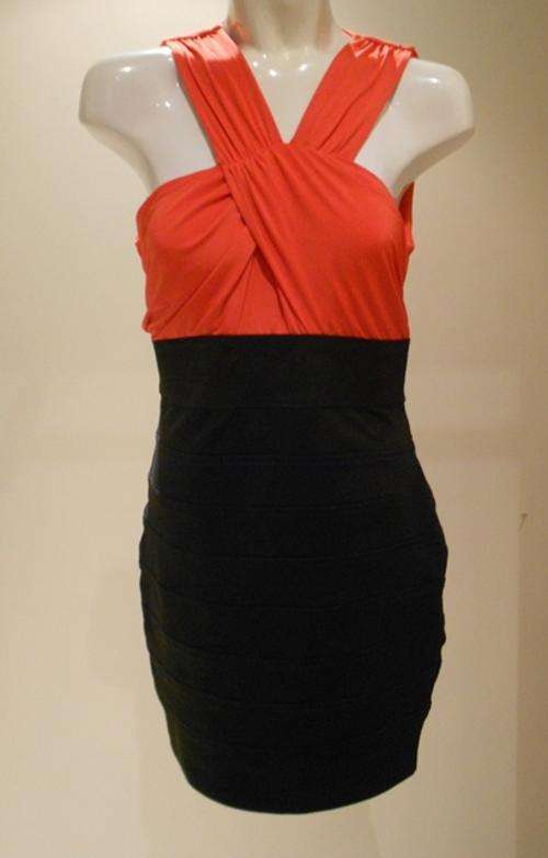 YDE Dress - Sexy Black & Orange Sleeveless Dress