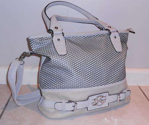 Gorgeous Fashion Handbags - Grey with Green Mesh finish