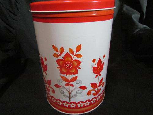 A  VERY OLD ORANGE TIN!!! CAN YOU REMEMBER THEM?