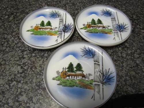 ANTIQUE - THREE FINE CHINA MADE IN JAPAN BY JH SAUCERS FROM 1950!!