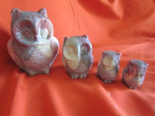 A SET OF FOUR LOVELY CERAMIC OWLS !!!