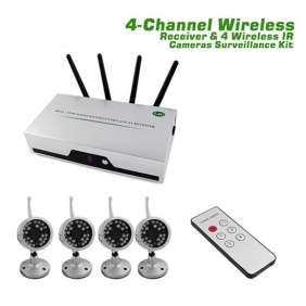 2.4Ghz Wireless Camera Kit - 4 x Night Vision, Waterproof Camera's & 4 Channel DVR Receiver