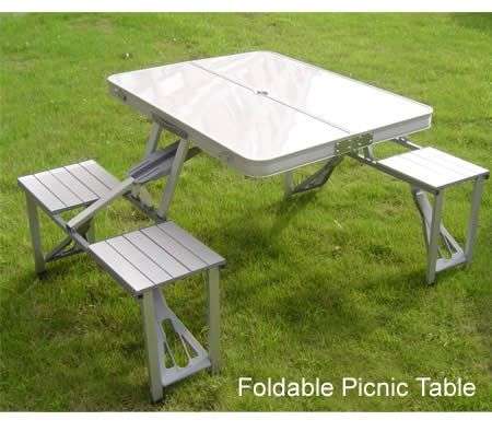 ALUMINIUM FOLDABLE TABLE & SET OF 4 CHAIRS.GREAT FOR PICNICS,TRAVEL AND PARTY'S IN THE GARDEN!!!