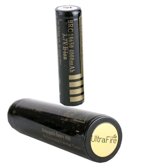 2 x UltraFire 18650 4000mAh Rechargeable Battery 3.7V (New)