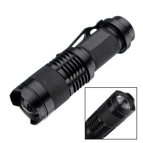 CREE Q5 LED Adjustable Focus Flashlight Torch 300LM (Black) (New)