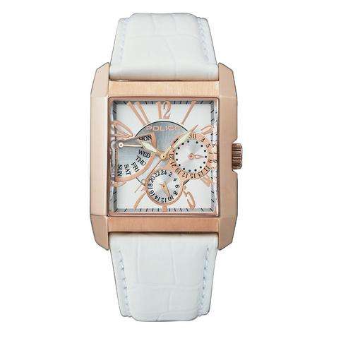 Police Side Avenue: Unisex White Leather & Silver/Bronze Dials (Genuine With Tags) Brand New.