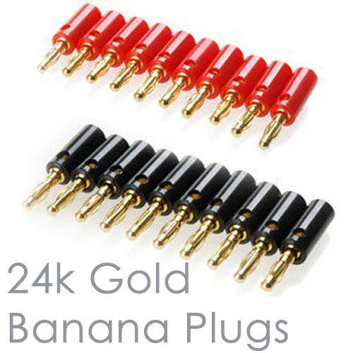 24K Gold Plated Banana Plug: Colour Coded 10 Pairs (20 Plugs) For Quality Cabling & Speakers