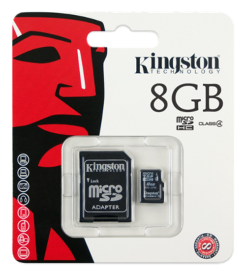 Kingston MicroSD 8GB MicroSD (SDHC) (Class 4) + Adaptor: Brand New (Sealed) Special Promotion