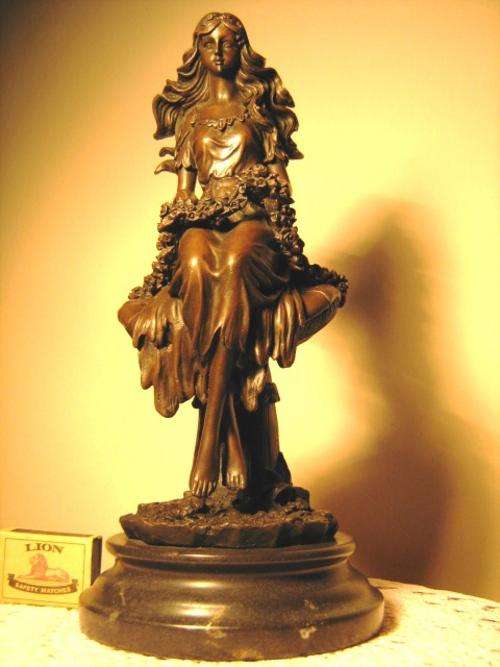 BRONZE GODDESS SITTING ON A MUSHROOM - JEAN PATOU