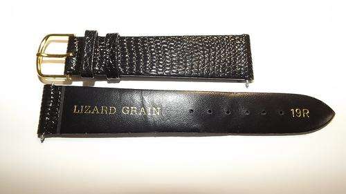 WATCH STRAP LEATHER 19MM LIZARD GRAIN BLACK
