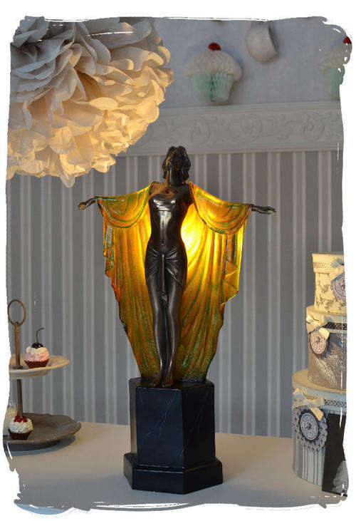 Table Lamp Art Deco female figure Femme Fatale Vintage lamp