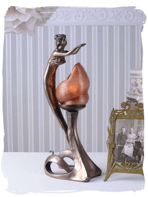 Glamorous table lamp in romantic art nouveau style