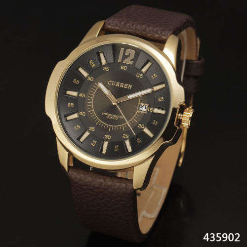 mens sports watch with nice leather strap