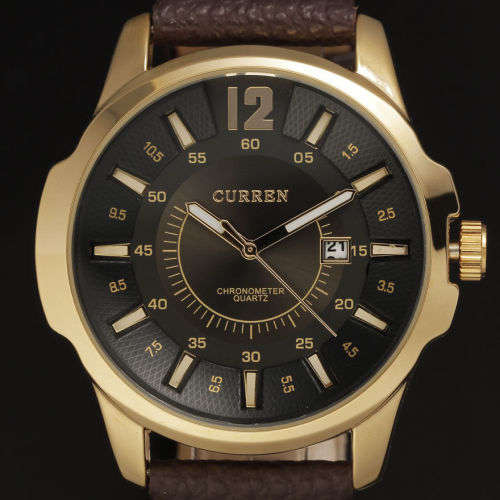 mens sports watch with nice leather strap