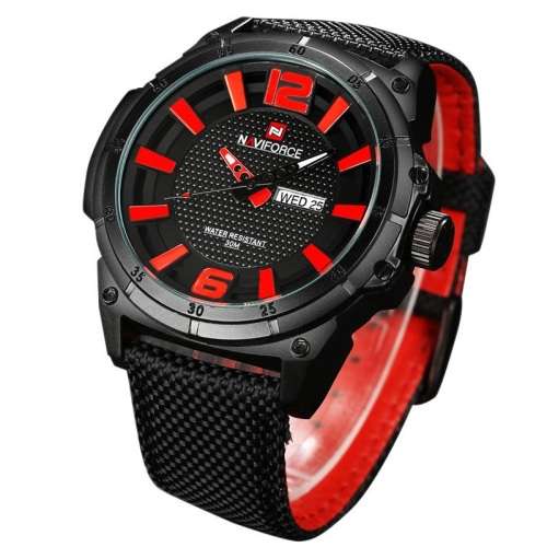 Naviforce 30m waterproof mens sports watch black  with red $$$ 1 week special $$$