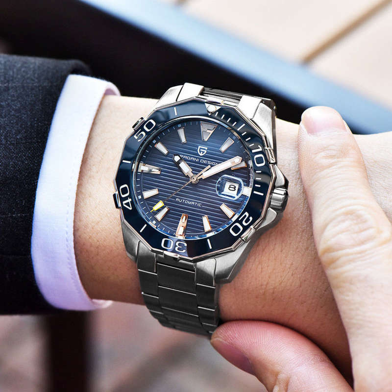 PAGANI design 47mm Chronograph, blue men's watch
