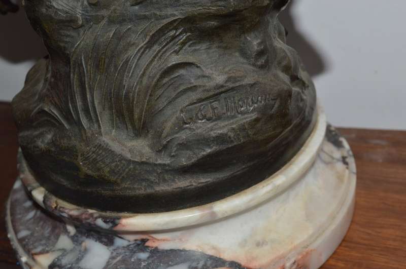 Beautifull French sigened F.Moreau spelter Premier fruits clock