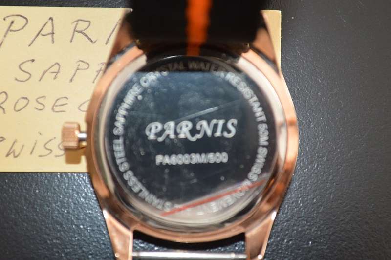 NEW Elegant black faced PARNIS Swiss Mvt men`s watch andandandREDUCEDandandand