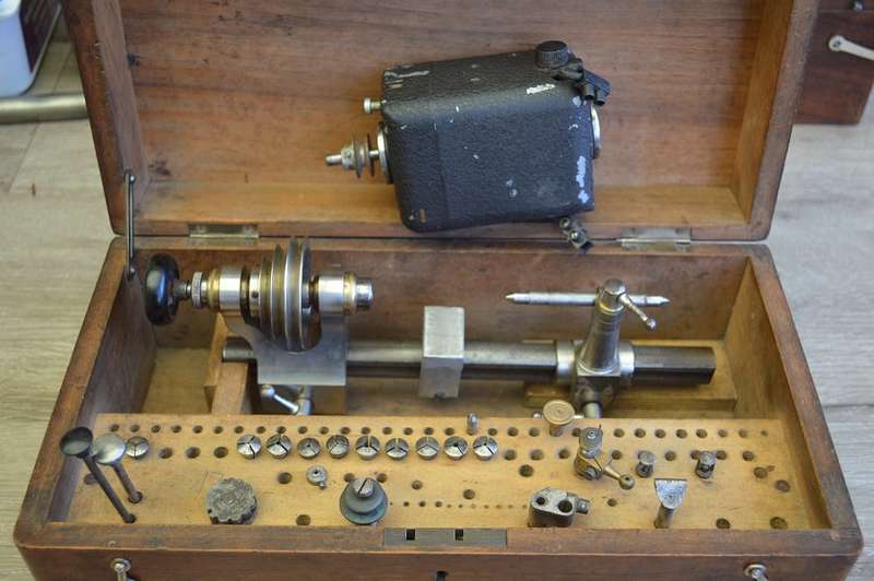 Watch makers lathe "Lorch" - 6mm incl acces. and elect. motor