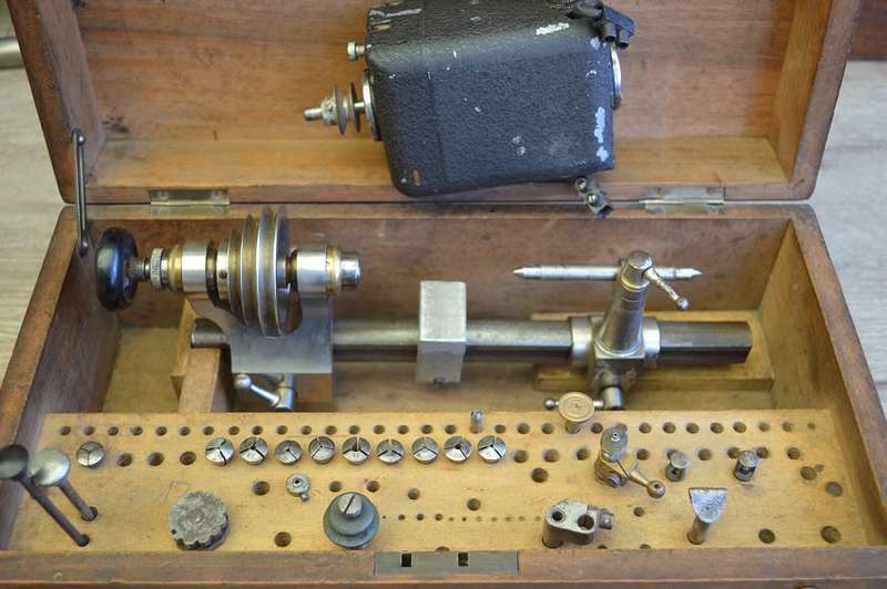 Watch makers lathe "Lorch" - 6mm incl acces. and elect. motor