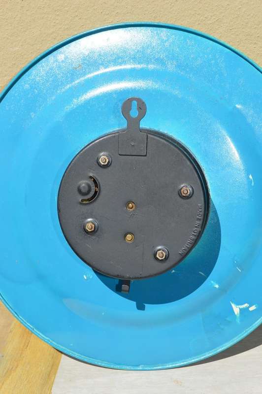 Enamel Smiths old farm kitchen clock working with key
