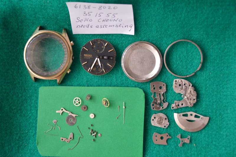 Usefull SEIKO chrono 6138-8020  35 15 55 needs assembly