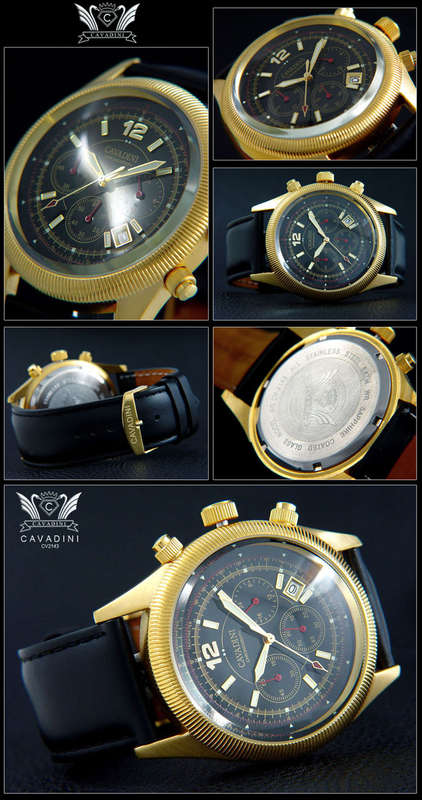 WEEKEND SPECIAL Cavadini XXL mens CHRONOGRAPH AVIATION  watch MAKE A BOLD STATMENT