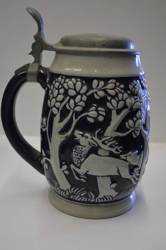 Nice RARE  grey and cobolt blue 1986 Deumler and Breiden  HOHR Beer stein