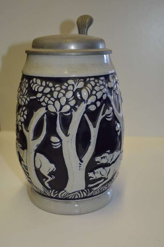 Nice RARE  grey and cobolt blue 1986 Deumler and Breiden  HOHR Beer stein