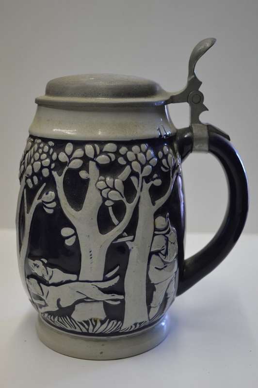 Nice RARE  grey and cobolt blue 1986 Deumler and Breiden  HOHR Beer stein