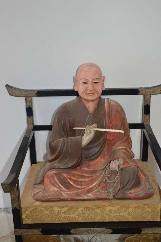 LARGE Antique  Japanese Wooden Kobo Daishi Kukai Statue very very rear REDUCED