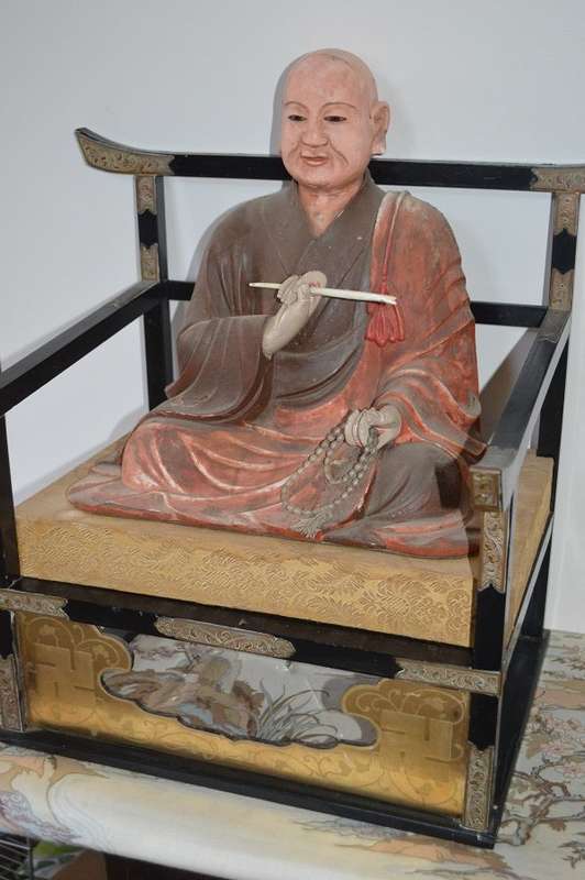 LARGE Antique  Japanese Wooden Kobo Daishi Kukai Statue very very rear REDUCED