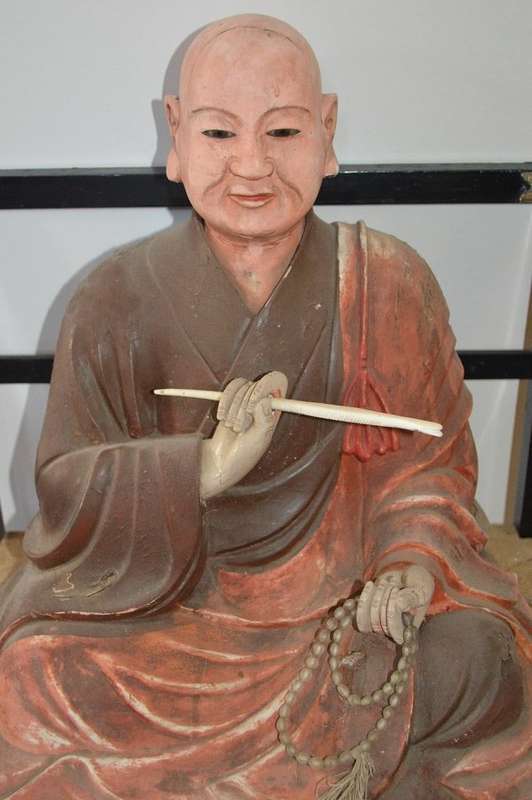 LARGE Antique  Japanese Wooden Kobo Daishi Kukai Statue very very rear REDUCED