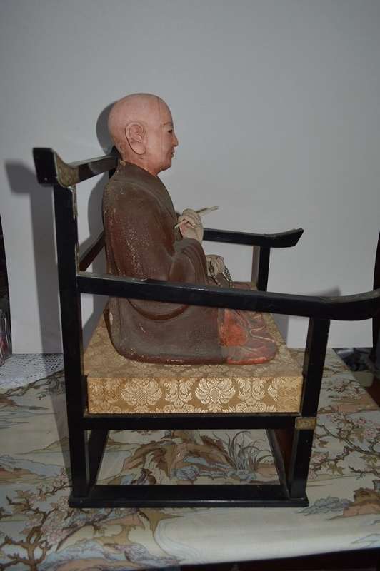LARGE Antique  Japanese Wooden Kobo Daishi Kukai Statue very very rear REDUCED