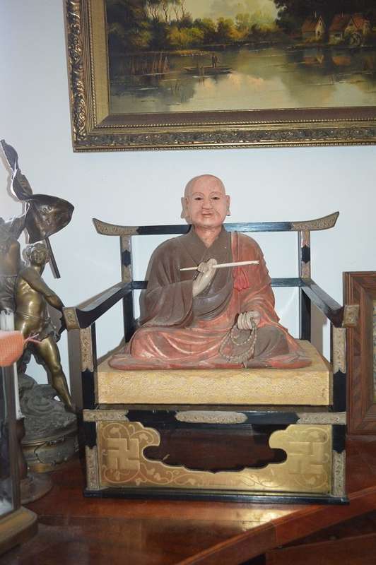 LARGE Antique  Japanese Wooden Kobo Daishi Kukai Statue very very rear REDUCED