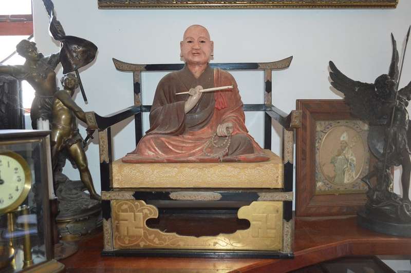 LARGE Antique  Japanese Wooden Kobo Daishi Kukai Statue very very rear REDUCED