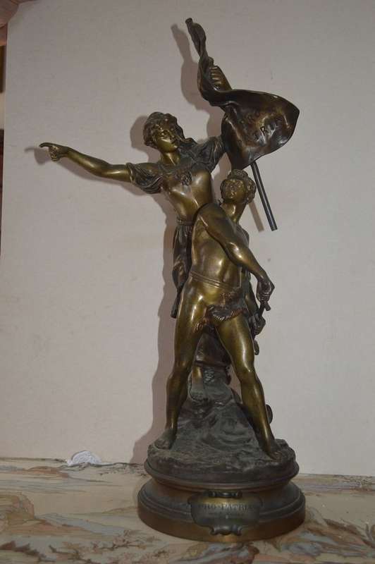 'Pro Patria', large patinated bronze sculpture by Gaudez