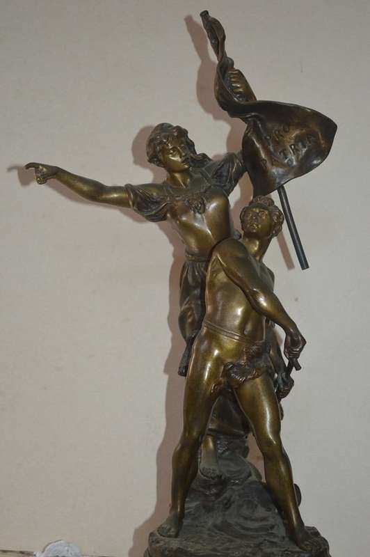 'Pro Patria', large patinated bronze sculpture by Gaudez