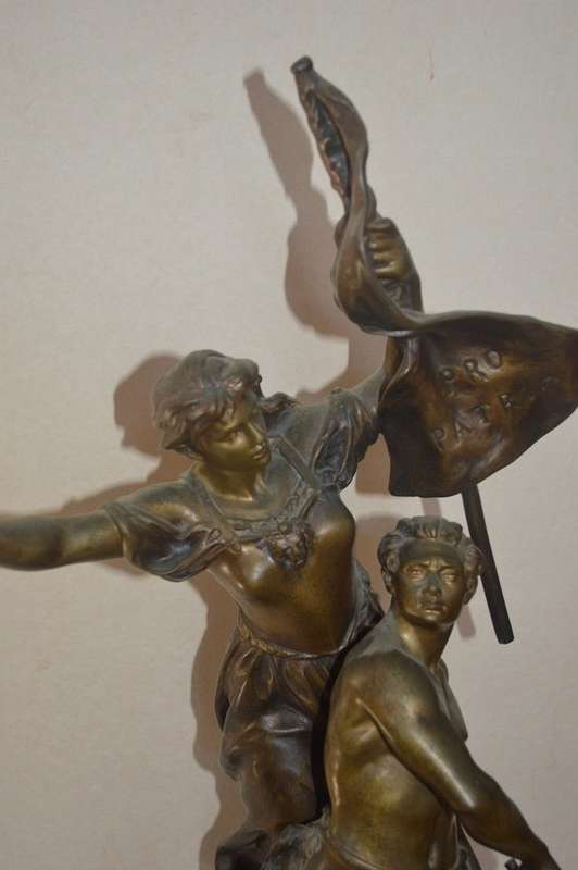 'Pro Patria', large patinated bronze sculpture by Gaudez