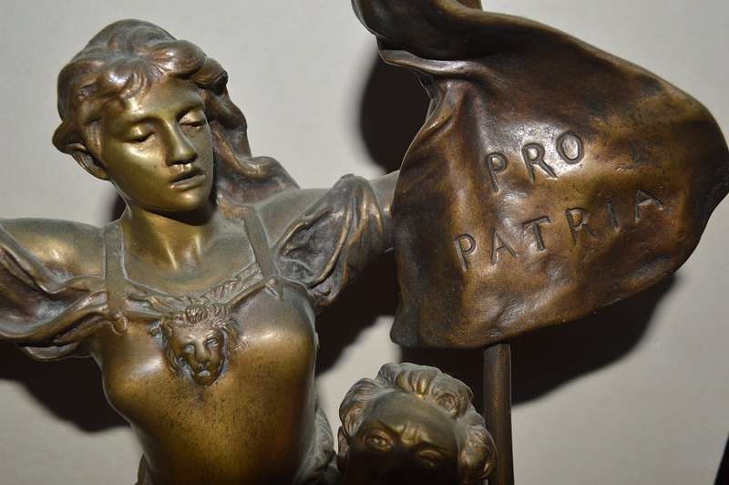 'Pro Patria', large patinated bronze sculpture by Gaudez